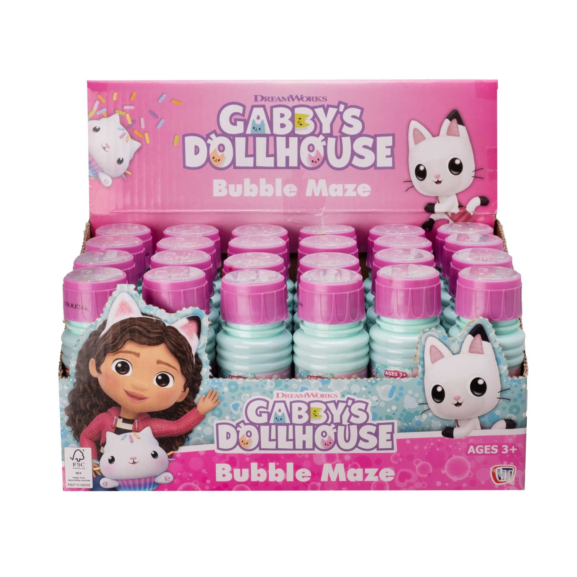 Gabby's Bubble Maze Multipack featuring 24 maze toys with Gabby's-themed designs, perfect for parties, school events, and fun activities for kids