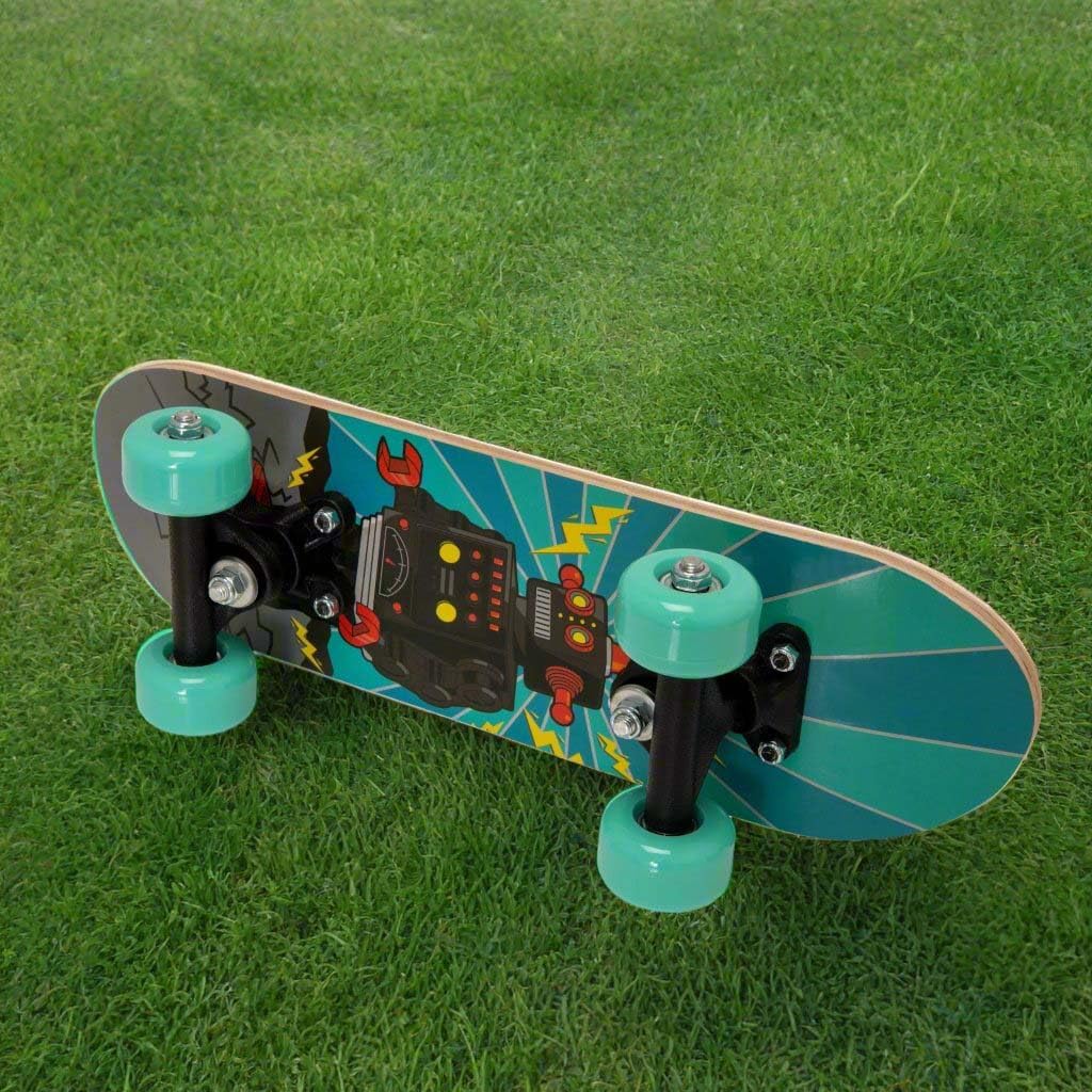 ATOM 17-inch Children&#39;s Skateboard with a vibrant graphic design, durable deck, and smooth-rolling wheels, ideal for young beginners learning to skateboard.