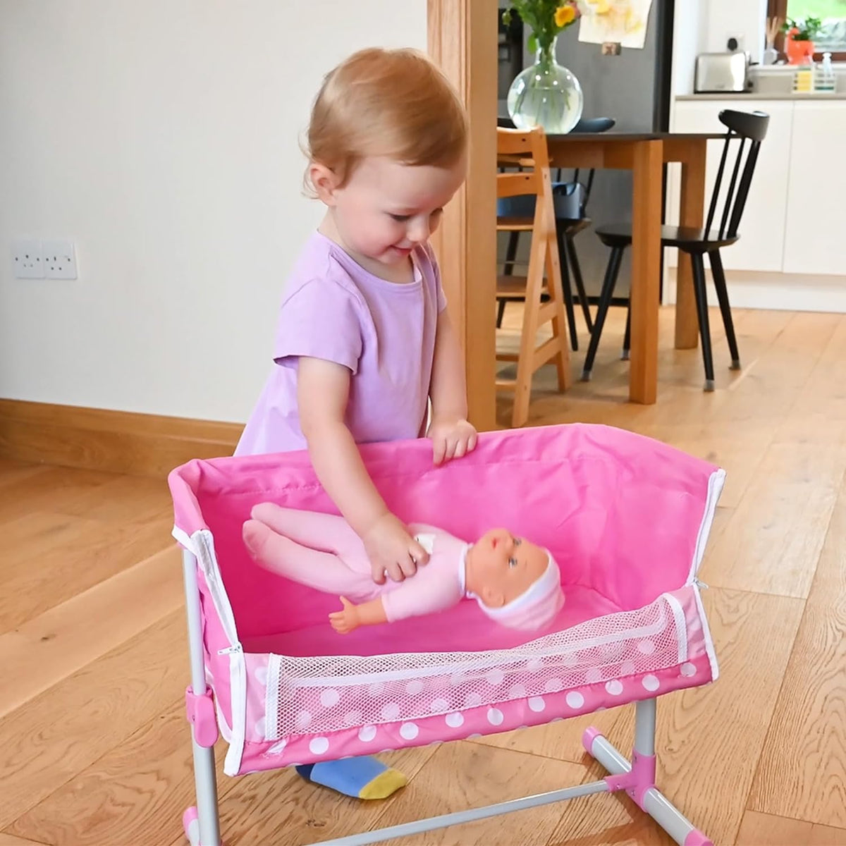 Dolly Tots Beside Me Dolly Cot - Cozy and Compact Toy Cot for Dolls, Ideal for Playtime