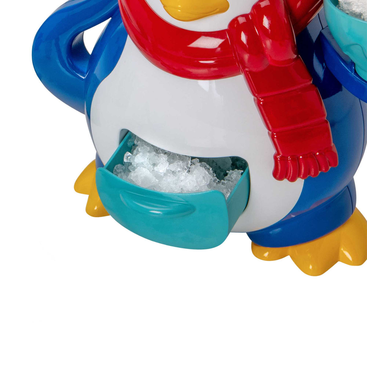 Polar Penguin Ice Maker Toy Set featuring a penguin-shaped ice crusher, ice lolly moulds, ice cube tray, and a bottle for syrups. Perfect for kids, this fun and educational set allows them to create delicious frozen treats, promoting creativity and learning about the science of freezing. 