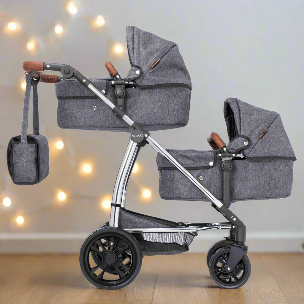 Celuna Premium Twin Dolls Travel System - versatile doll stroller with 9 play patterns, perfect for twins, stylish and durable design