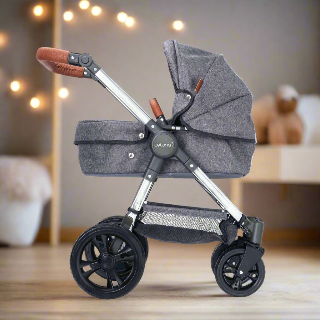 Celuna Premium Dolls Travel System - versatile doll stroller with 4 pram modes for comprehensive playtime options, stylish and sturdy design