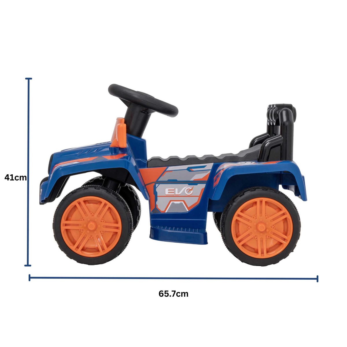 Blue EVO Zoom 4x4 Ride-On Truck for kids ages 3 and up, featuring realistic design, durable construction, and all-terrain wheels for outdoor adventures.