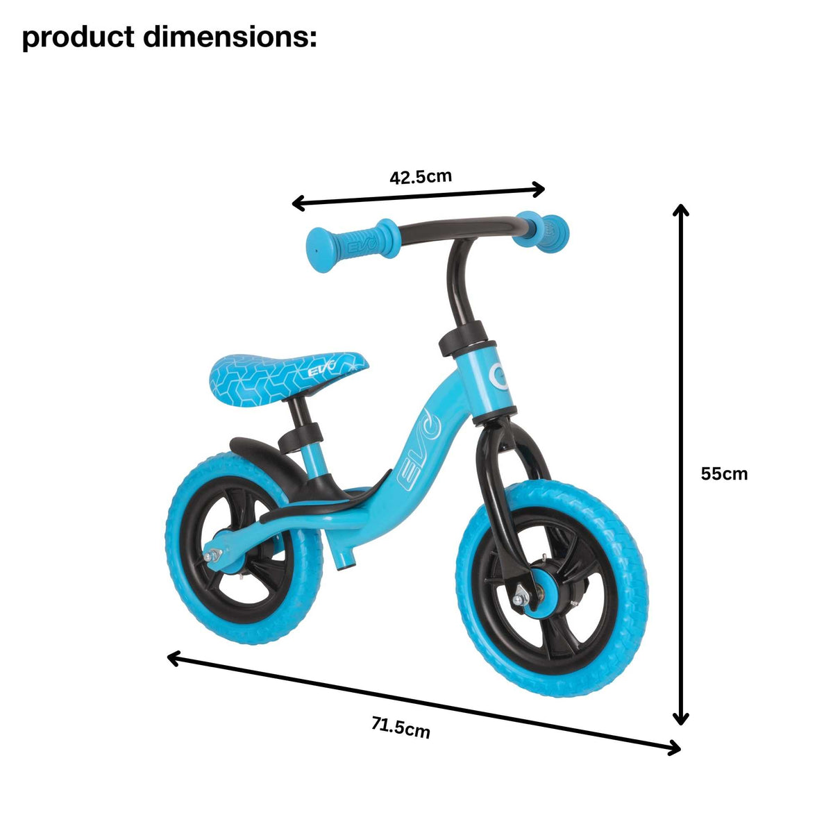 EVO Balance Bike with adjustable seat and handlebars, lightweight and durable frame, perfect for teaching children balance and coordination.