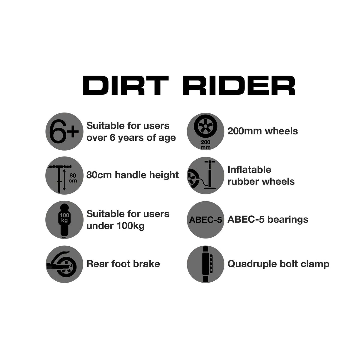 ATOM Dirt Rider Scooter in Green, durable off-road scooter designed for rugged terrains and adventurous rides