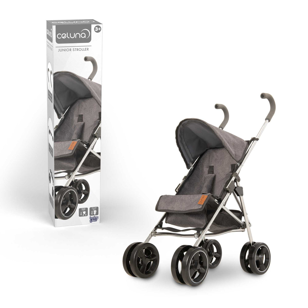 Celuna Premium Junior Dolls Stroller - Grey Pushchairs