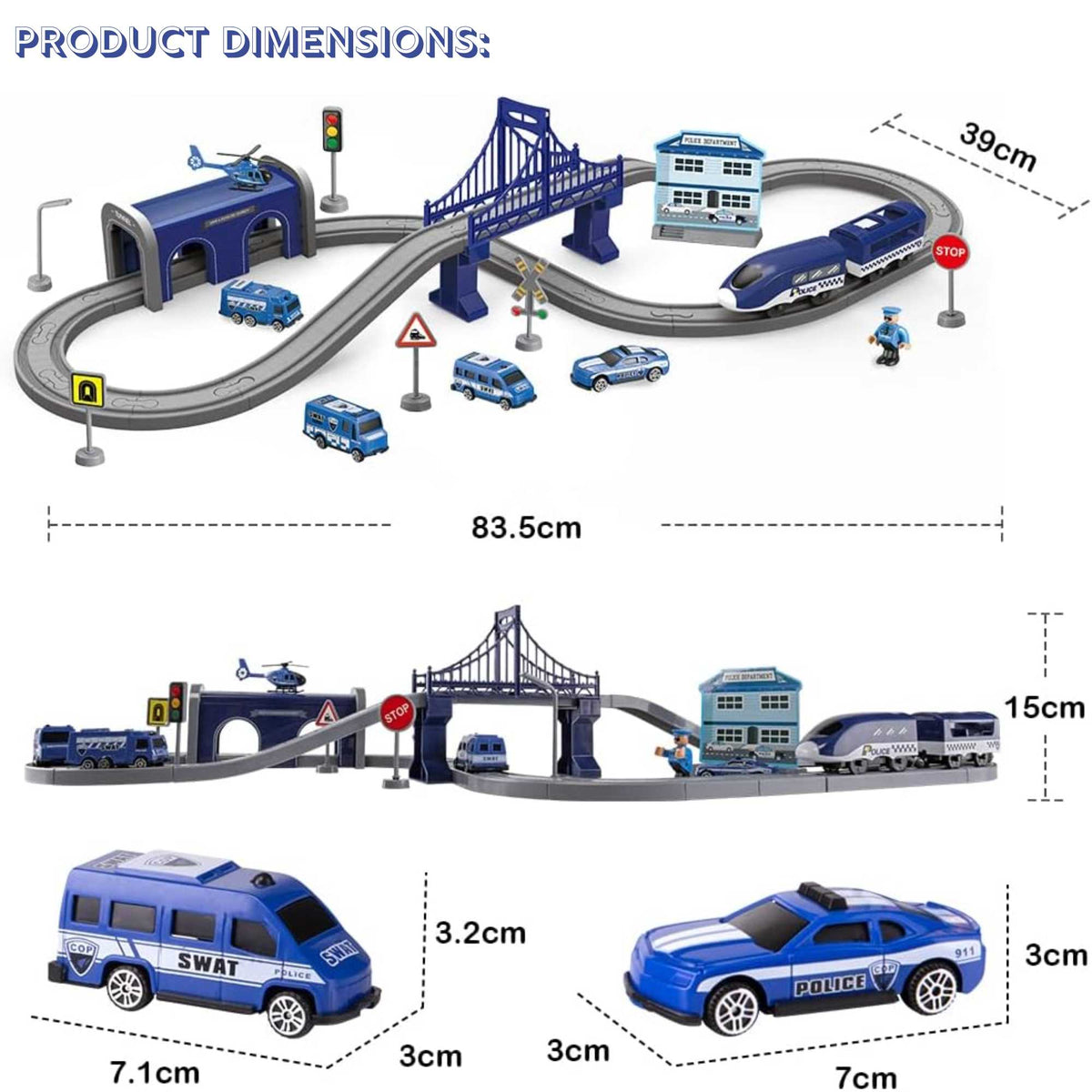 Teamsterz Police Service Rescue Train Set - 66 Pieces Included Helicopters &amp; Planes