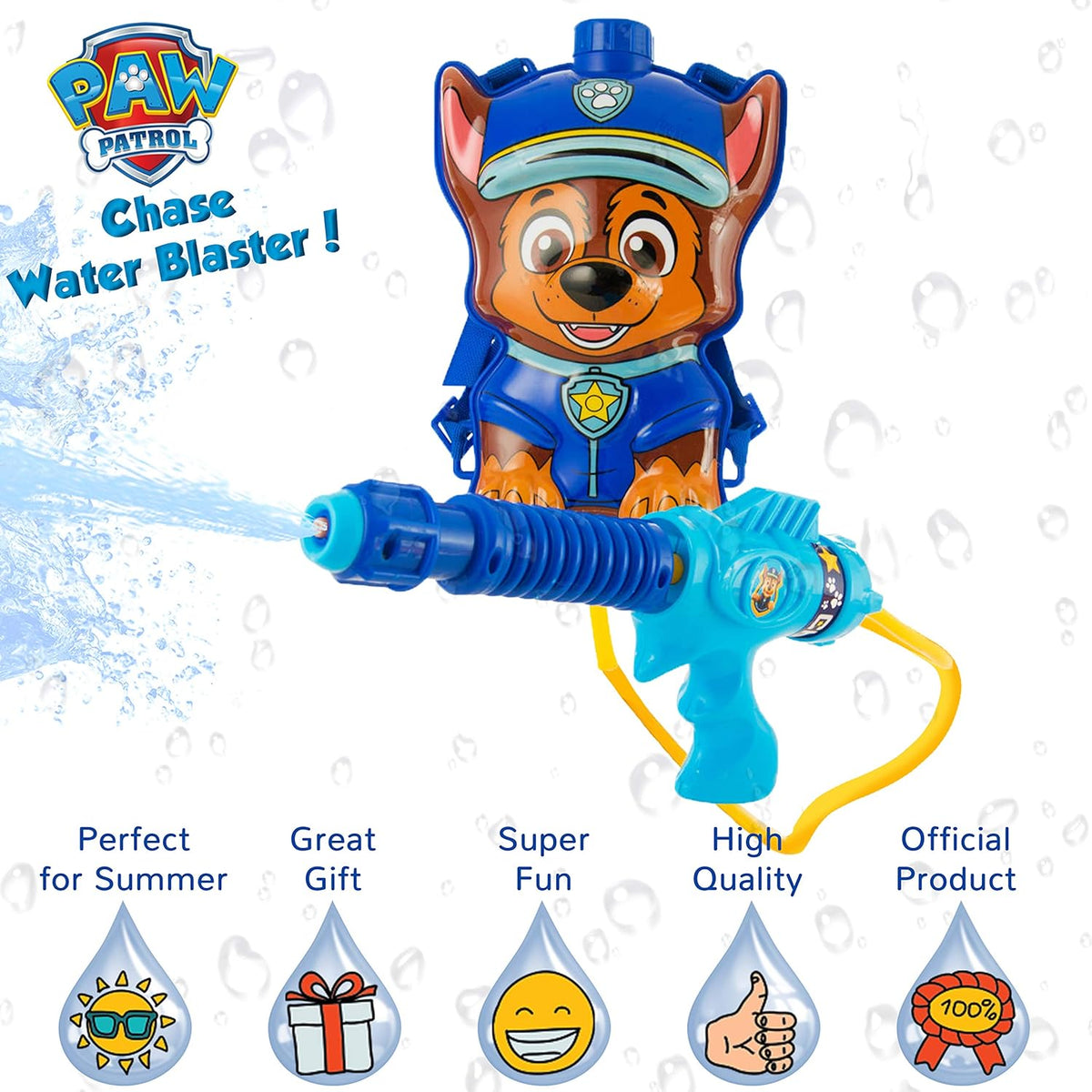 Paw Patrol Water Blaster - Water Pistol &amp; Backpack Sand &amp; Water Play
