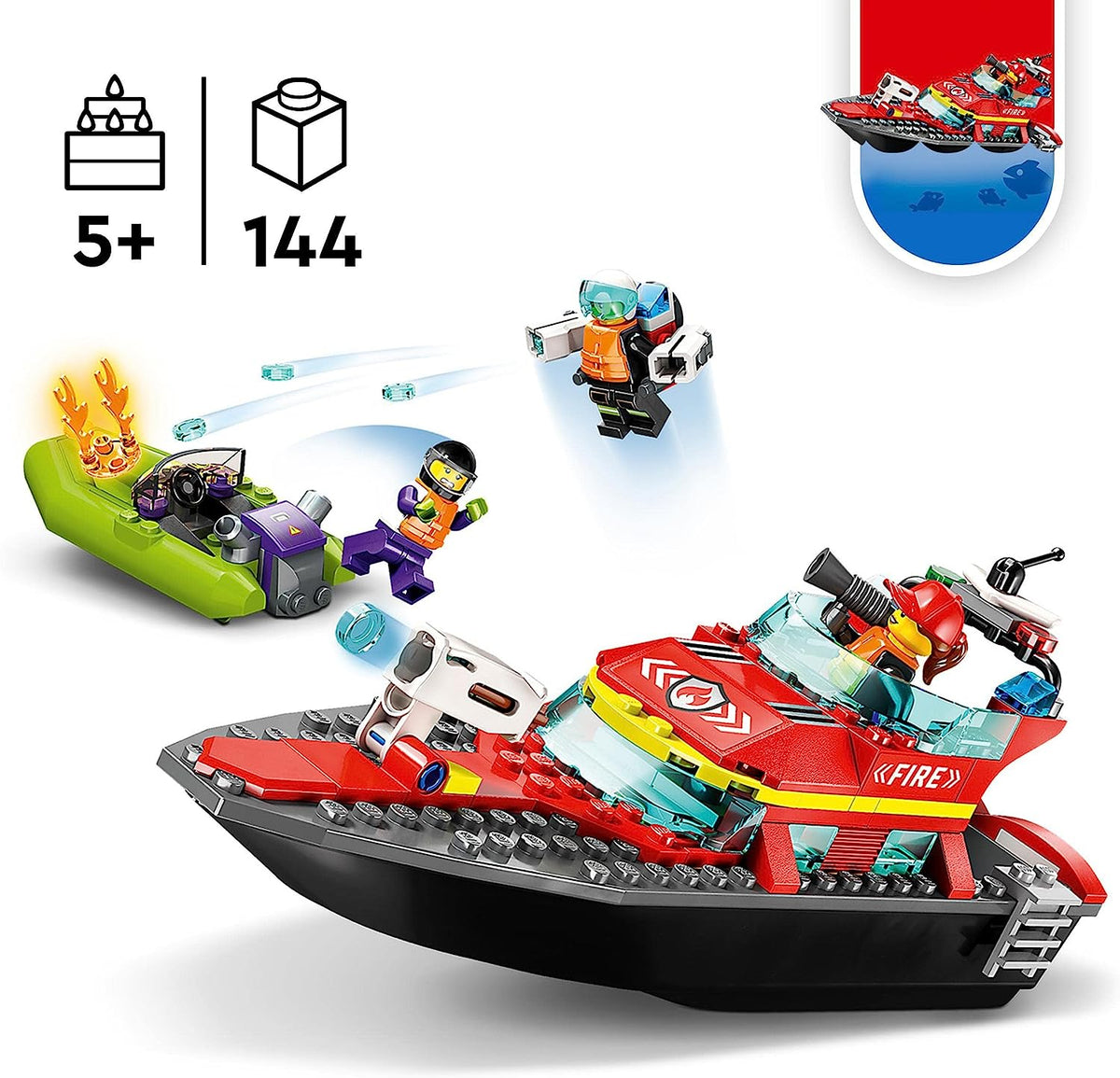 LEGO City Fire Rescue Boat Toy Building Set