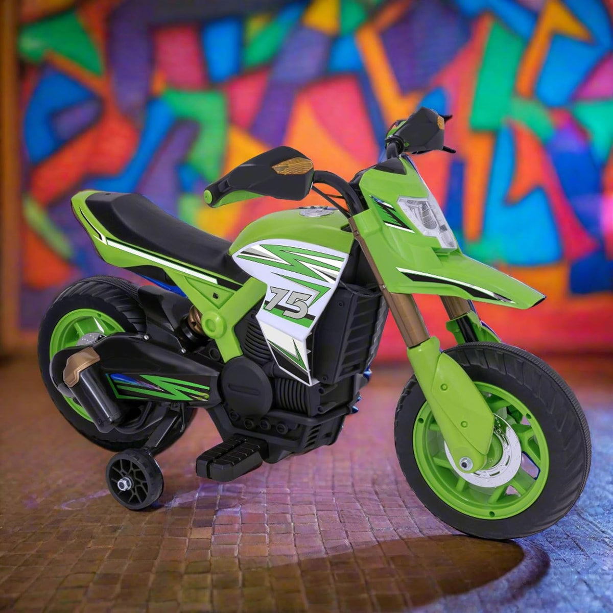 Evo 6V Kids Electric Ride On | Green Motorbike