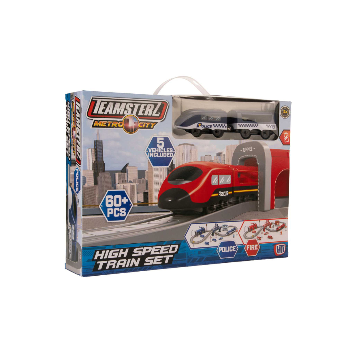 Teamsterz Police Service Rescue Train Set - 66 Pieces Included Helicopters &amp; Planes