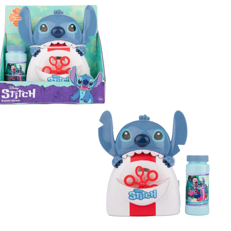 Stitch Bubble Machine featuring Disney's Stitch design, blowing hundreds of bubbles for kids' outdoor fun, perfect for playdates, parties, and active play