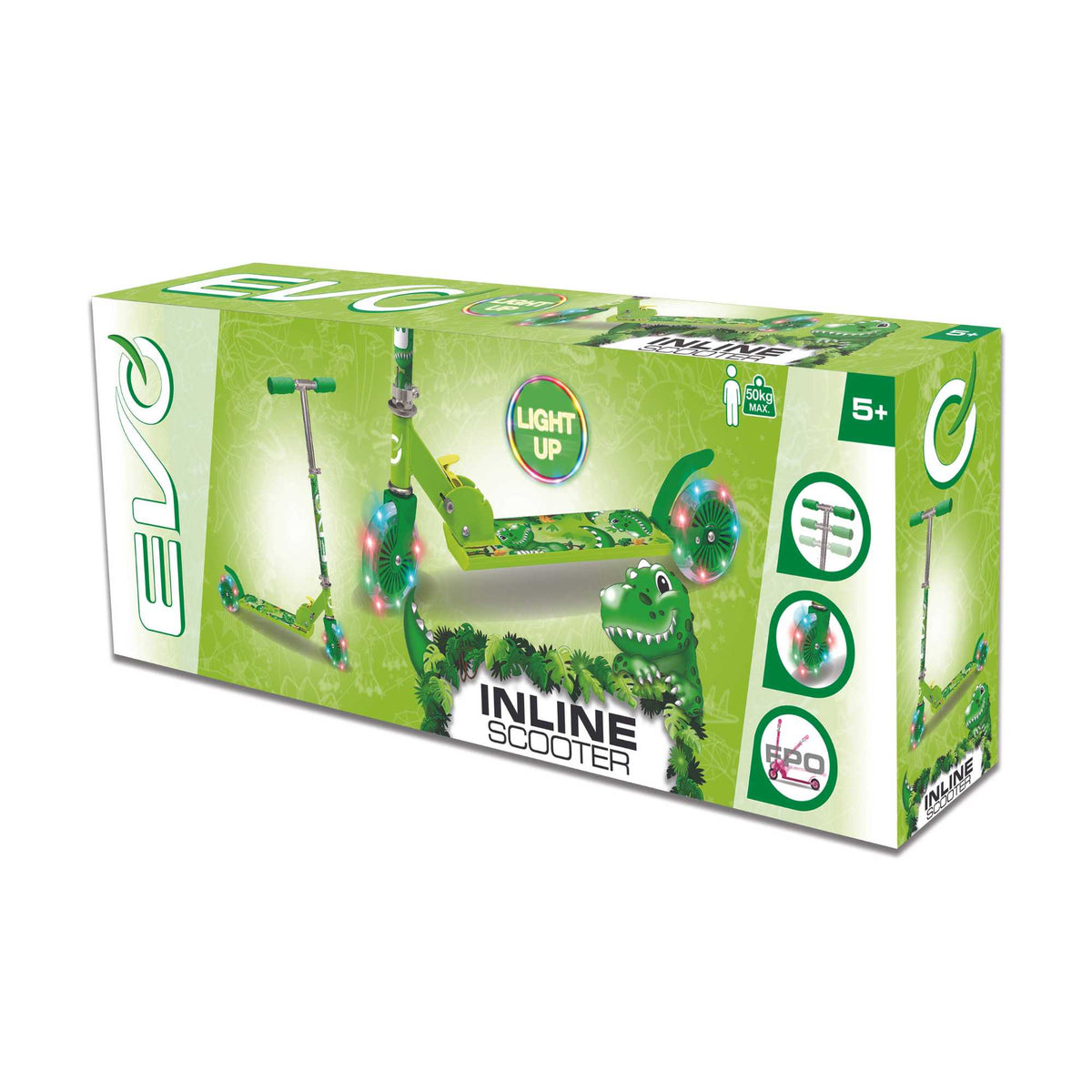EVO Light Up Inline Scooter - Dinosaur Scooters
