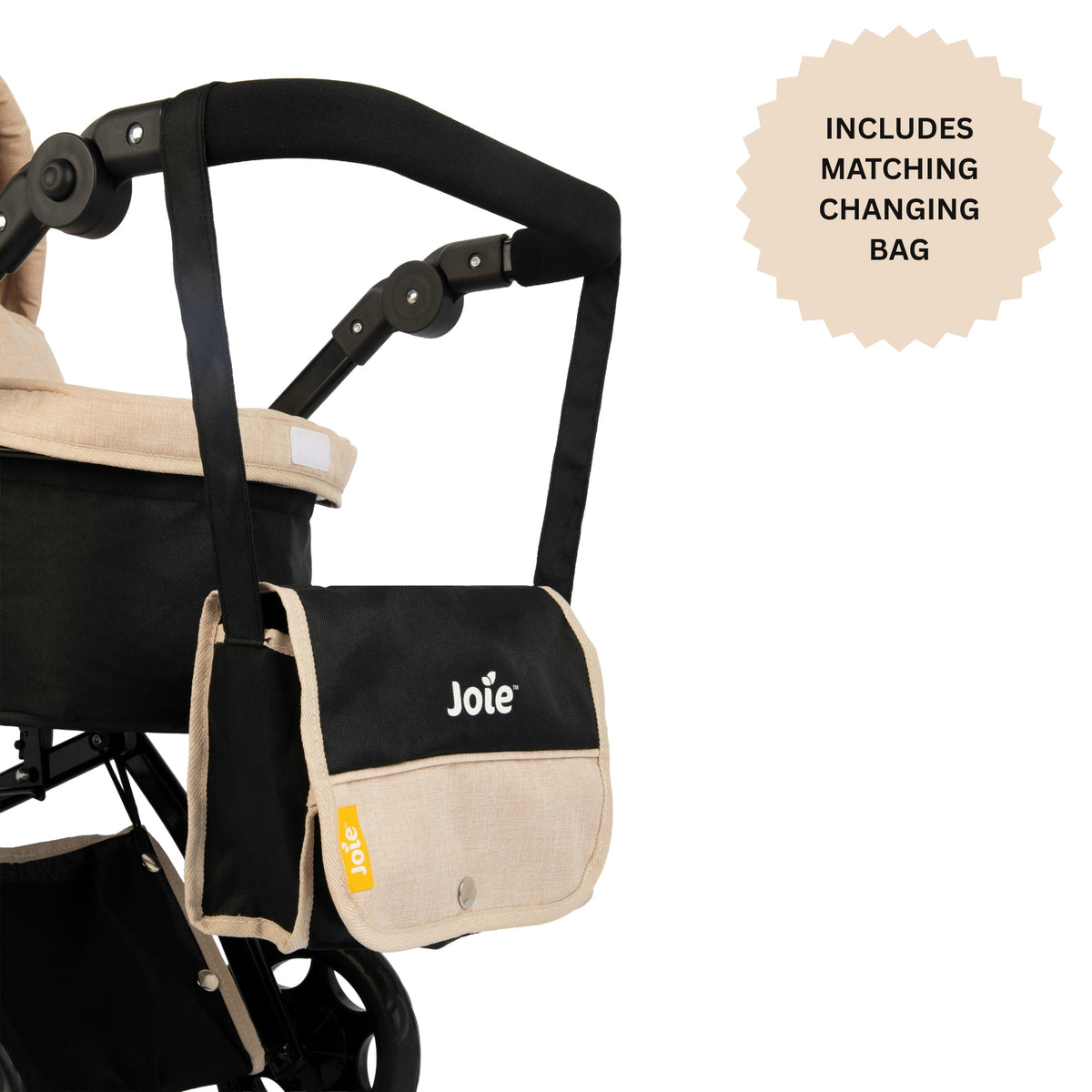 Joie Junior Chrome 3-in-1 Dolls Pram - Stone &amp; Black Dolls, Playsets &amp; Toy Figures