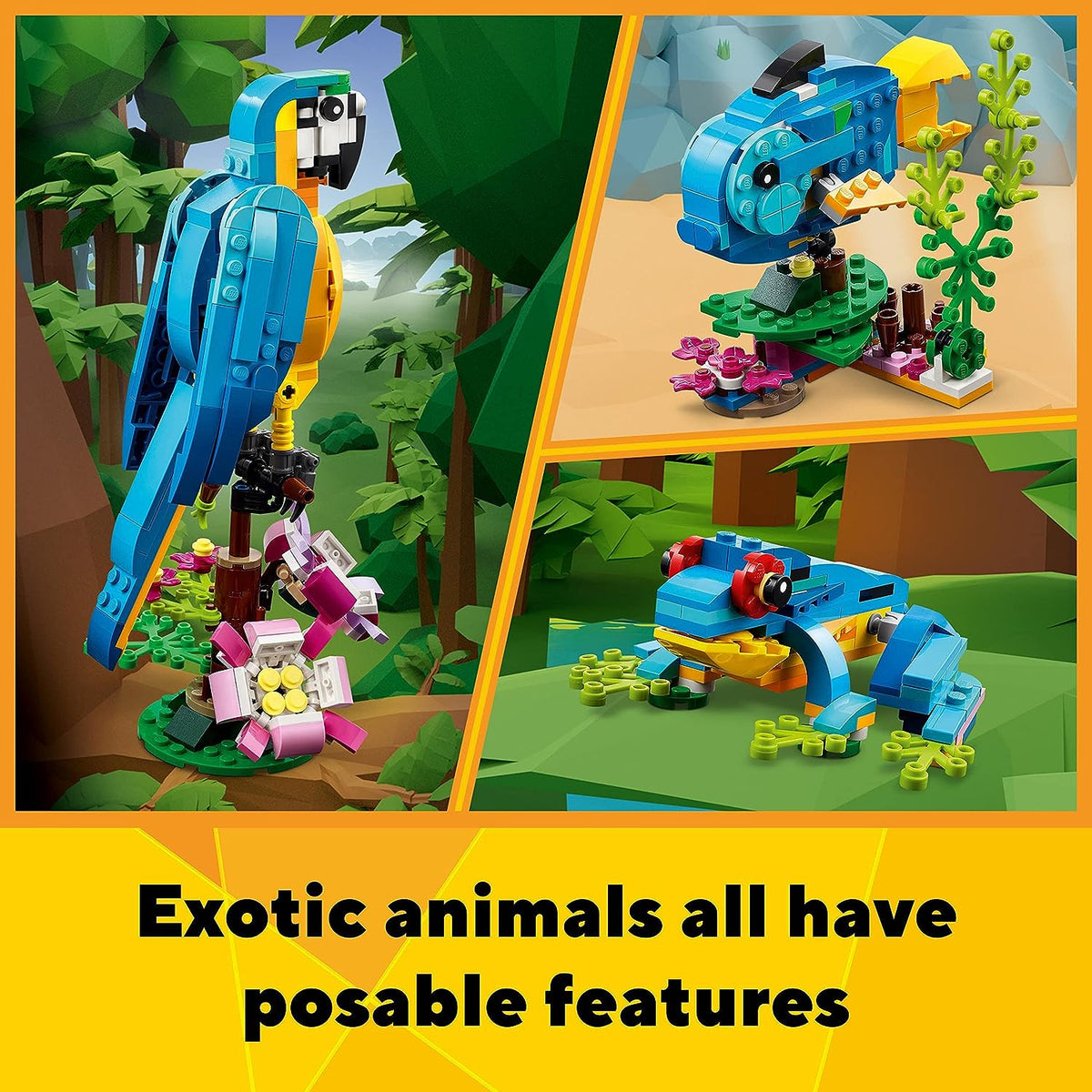 LEGO Creator 3-in-1 31136 Exotic Parrot Animals Building Set