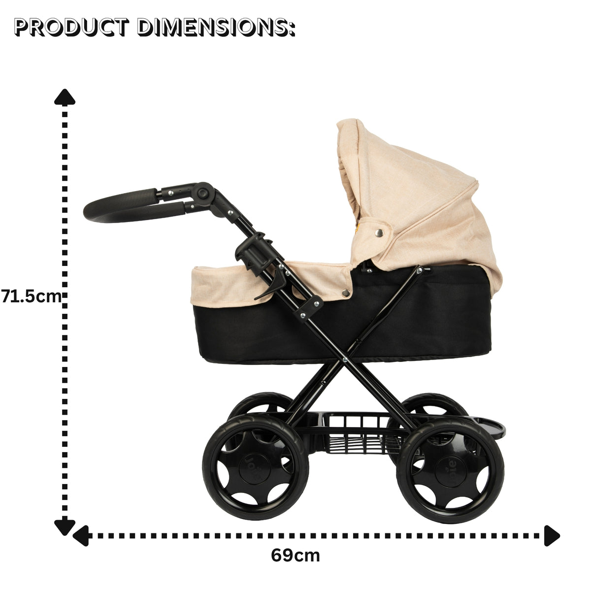 Joie Cherish Dolls Pram - Stone &amp; Black Prams