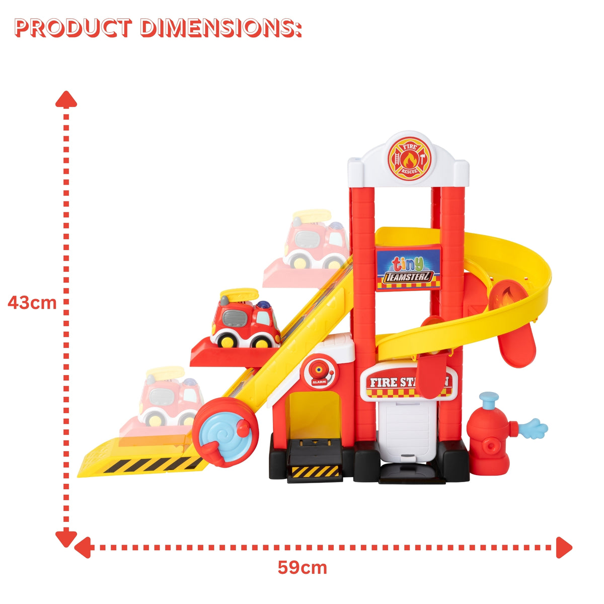 Tiny Teamsterz Beep &amp; Go Fire Station HQ - Includes 1 Fire Engine Cars &amp; Transporters