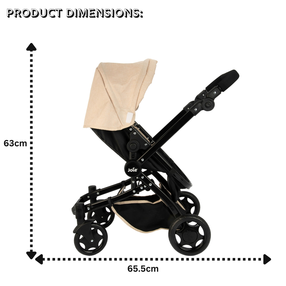 Joie Junior Chrome 3-in-1 Dolls Pram - Stone &amp; Black Dolls, Playsets &amp; Toy Figures