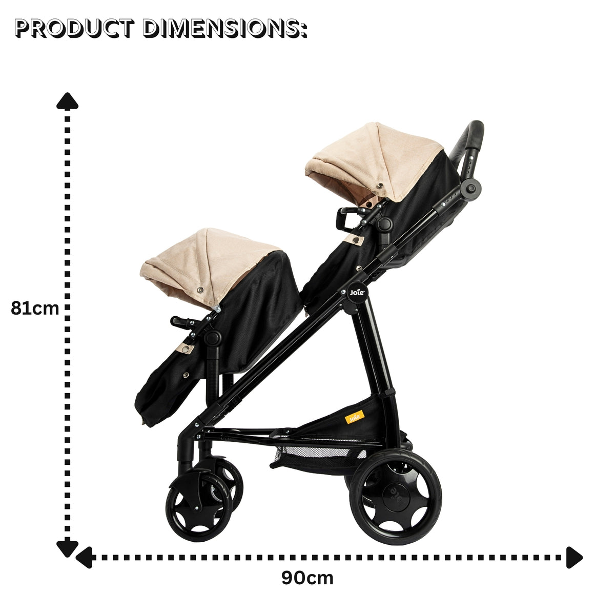 Joie Evalite Stone &amp; Black Dolls Pram - 9 Play Modes Prams