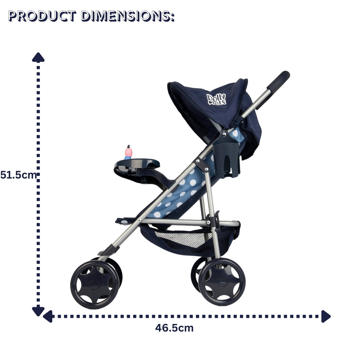 Dolly Tots Playtime Dolls Pushchair - Navy Prams