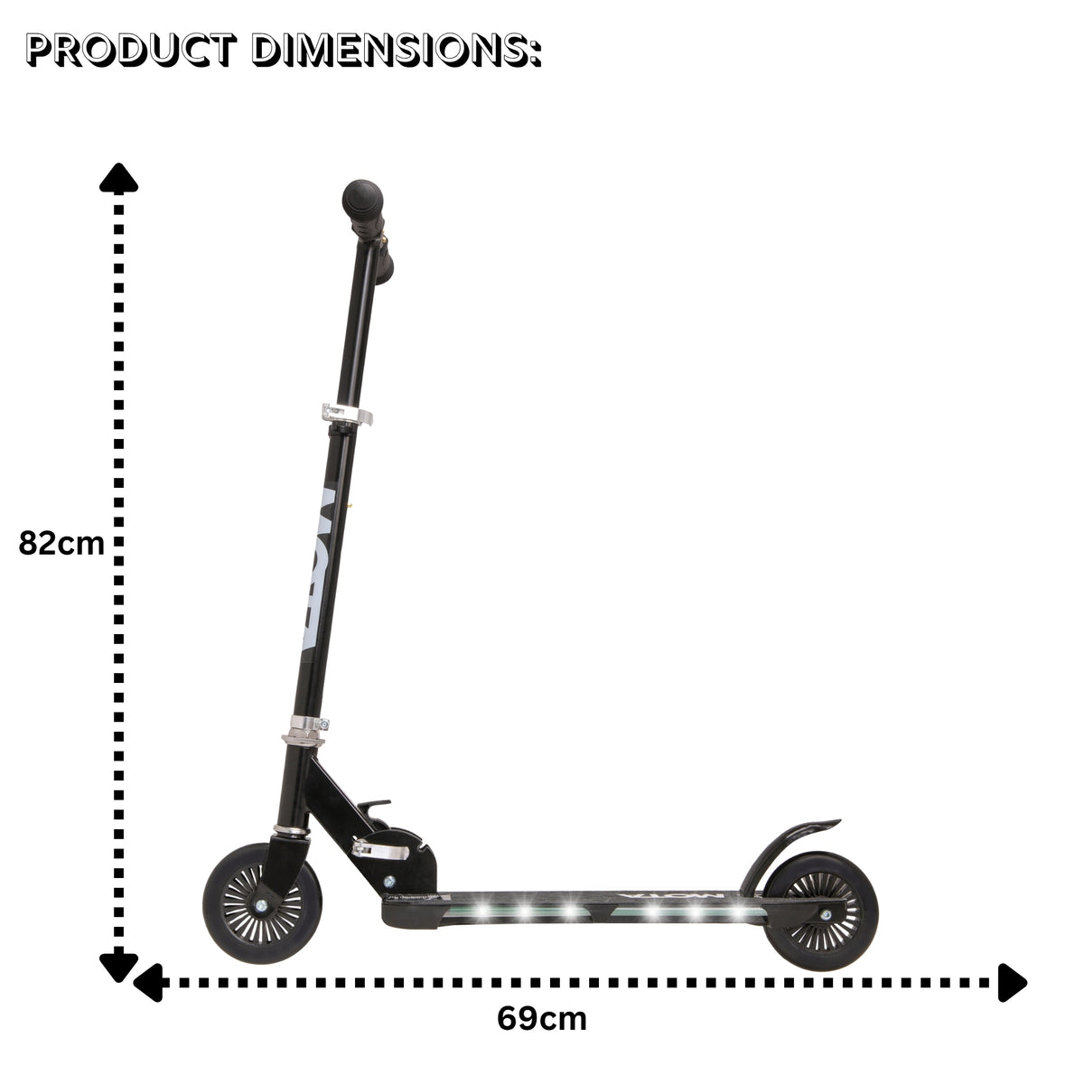 ATOM Night Flash Scooter for Kids – 2-Wheel Light-Up Scooter with LED Flashing Deck and Wheels, Foldable and Adjustable for Ages 5+