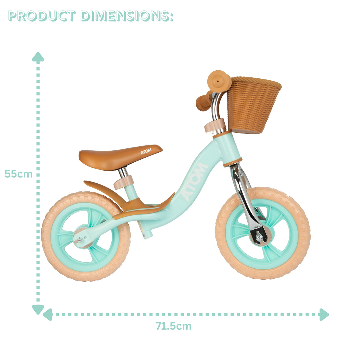 ATOM 10&quot; Glider Bike With Basket - Mint Green