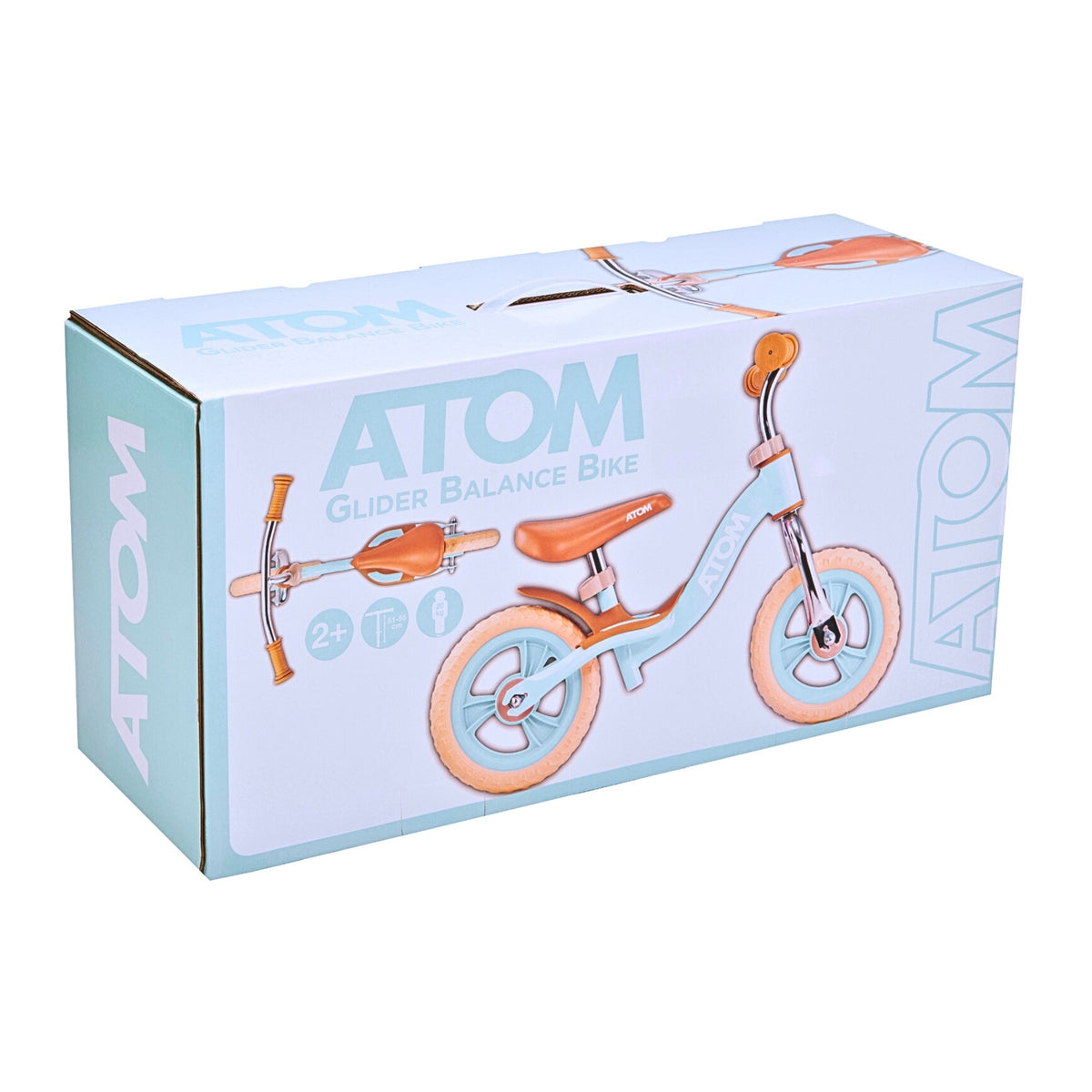 ATOM 10 inch Glider Balance Bike in Mint Green for Toddlers and Kids – Lightweight First Training Bike with Adjustable Seat and No Pedals.