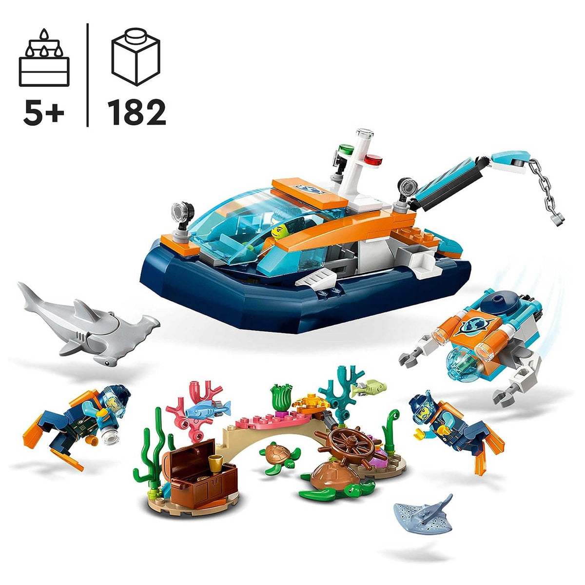 LEGO City Explorer Diving Boat Set with Submarine Toy