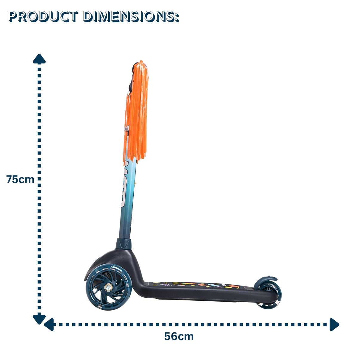ATOM Eclipse Light-Up Scooter in Solar Design – Kids 3-Wheel Scooter with LED Deck and Flashing Wheels for Ages 5+.
