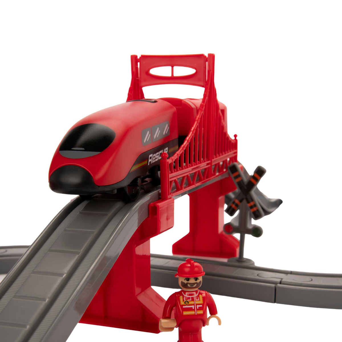 Teamsterz Fire Service Rescue Train Set - 66 Pieces Included Helicopters &amp; Planes