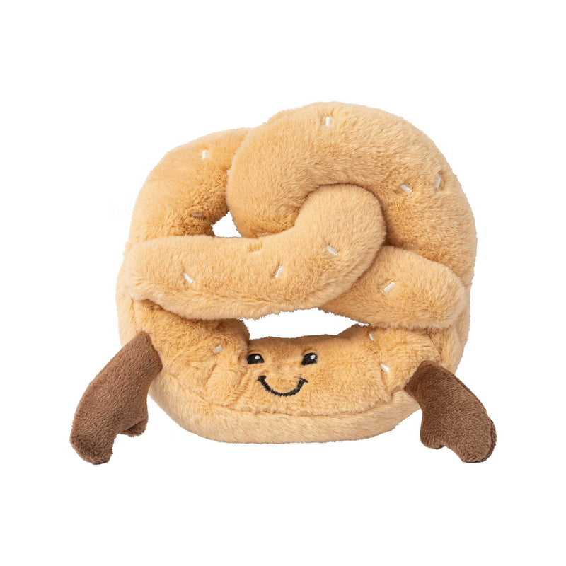 Squish-Yums plush toy collection featuring Claude Croissant Archie Avocado Winnie Watermelon and Pierre Pretzel soft slightly weighted stuffed toys for toddlers 18 months plus cuddly food-themed plushies for nursery and playroom