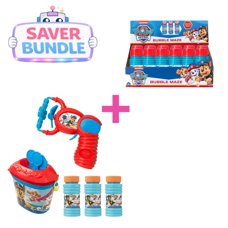 Paw Patrol Bubble Gun + Paw Patrol Bubble 24 Multipack - Bundle