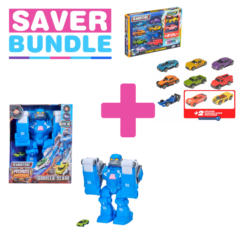 Teamsterz Robo Wreckers Gorilla Slam + 9 Racing Cars Bundle