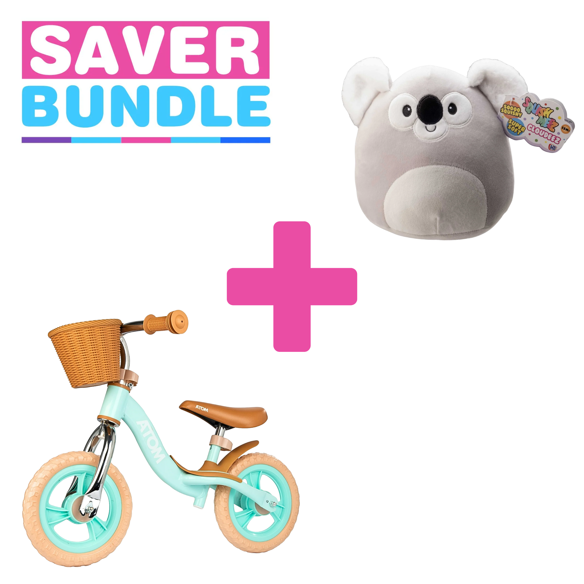 Atom Mint Green 10" Glider Bike + Koko Cloudeez Bundle
