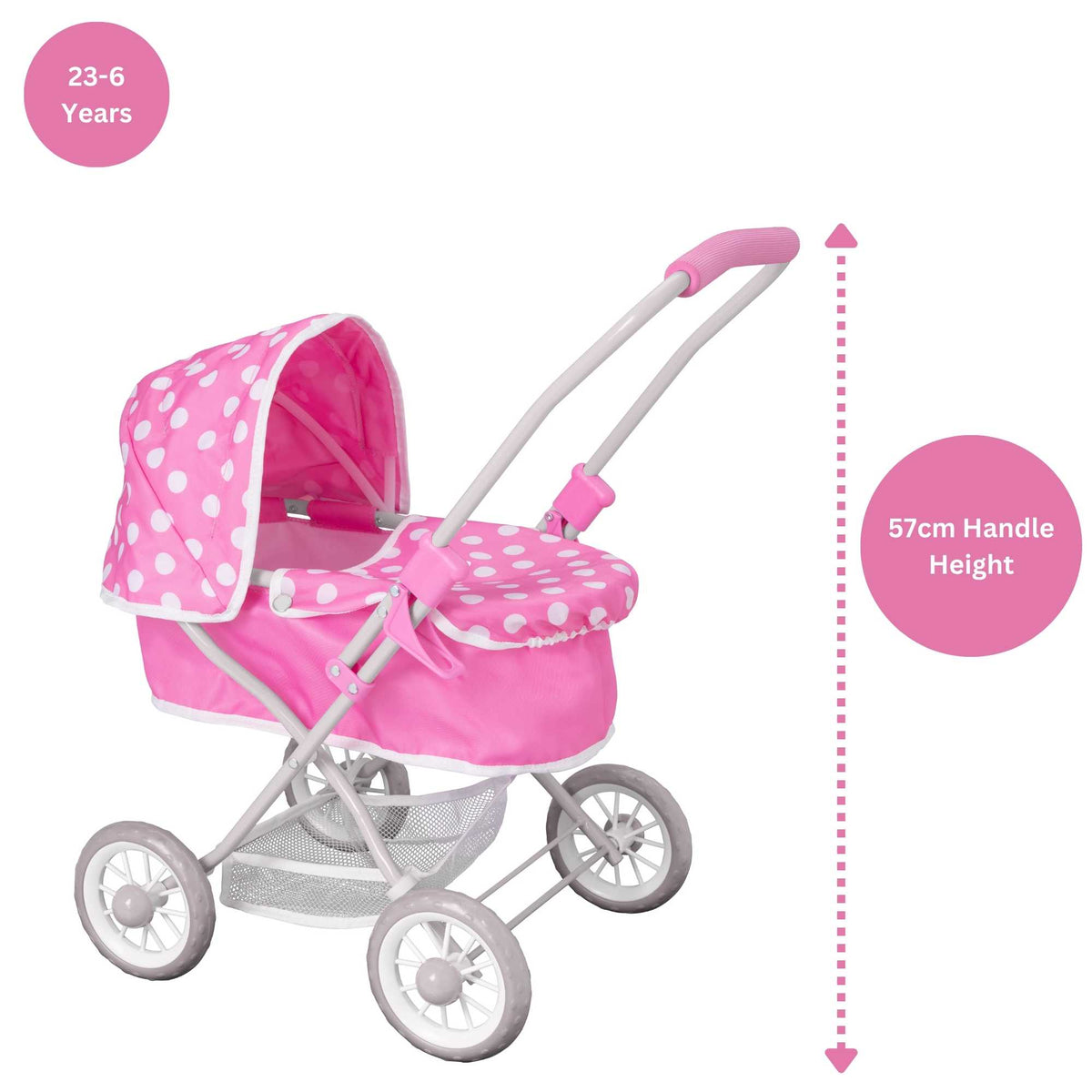 Dolly Tots Cutie Dolls Pram - Adorable and Compact Toy Pram for Dolls