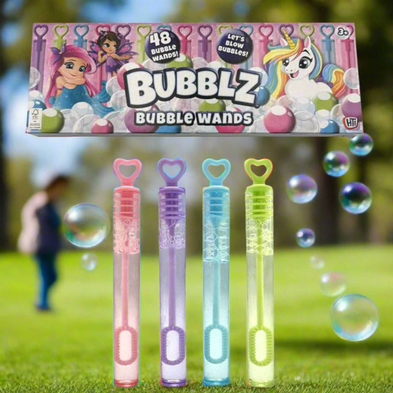 Bubblz 48 Pack of Bubble Wands: Includes Pastel bubble wands and bubble solution, perfect for outdoor play, parties, and group activities, designed for children and safe for all ages.