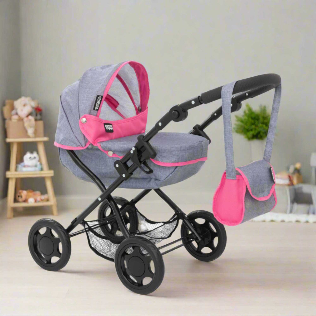 Mamas and Papas Junior Sweet Dreams Dolls Pram, featuring a vintage-inspired design with sturdy frame, adjustable handle height, and smooth-rolling wheels, perfect for imaginative play with dolls.