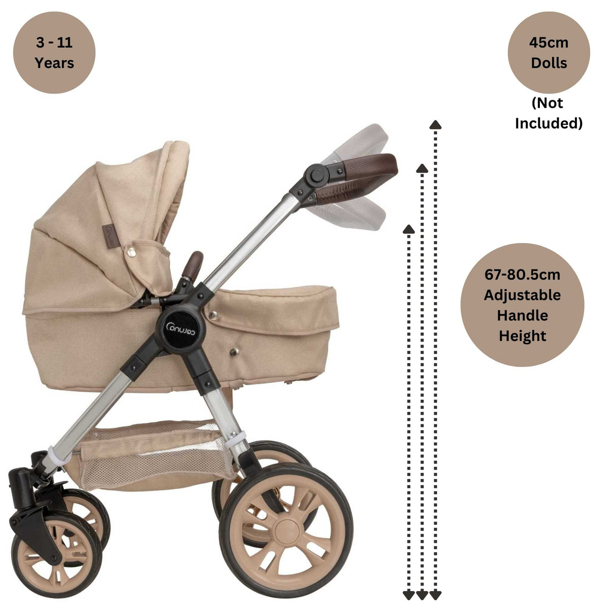 Celuna Premium Vogue Dolls Pram - versatile doll stroller with 2 pram modes for ultimate playtime fun, stylish and durable design