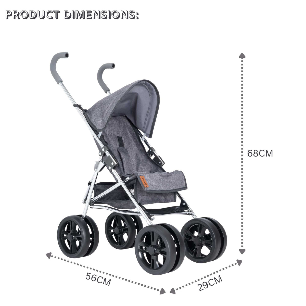 Celuna Premium Junior Dolls Stroller - Grey Pushchairs