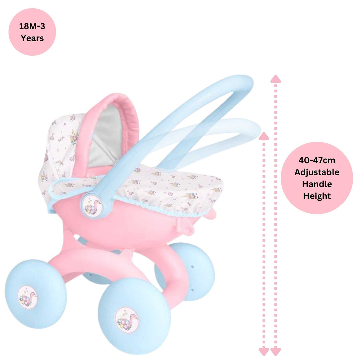 BabyBoo My First 4-IN-1 Interchangeable Dolls Pram - Versatile doll pram with multiple configurations for imaginative play
