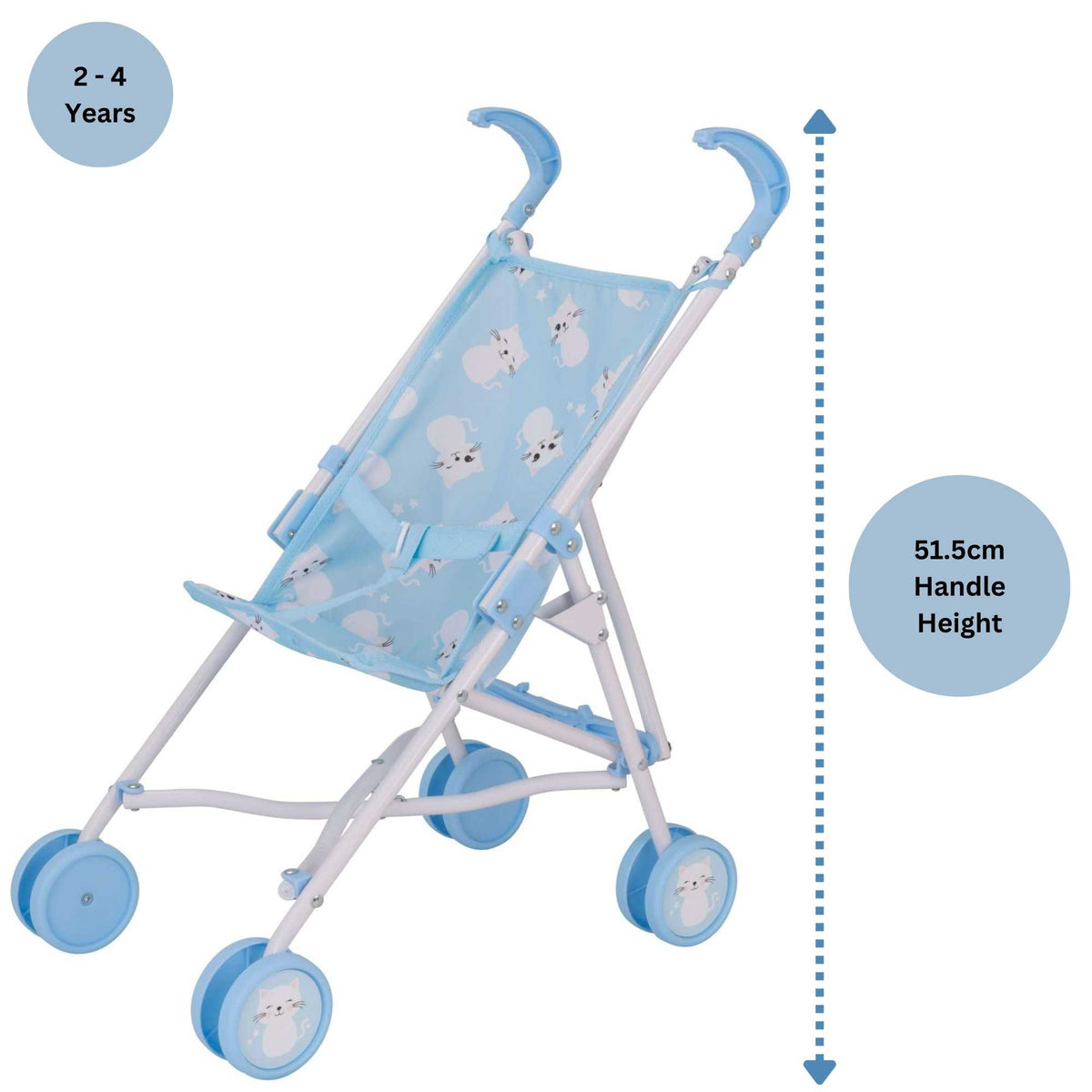 BabyBoo Kitty Doll Stroller - Blue Pushchairs