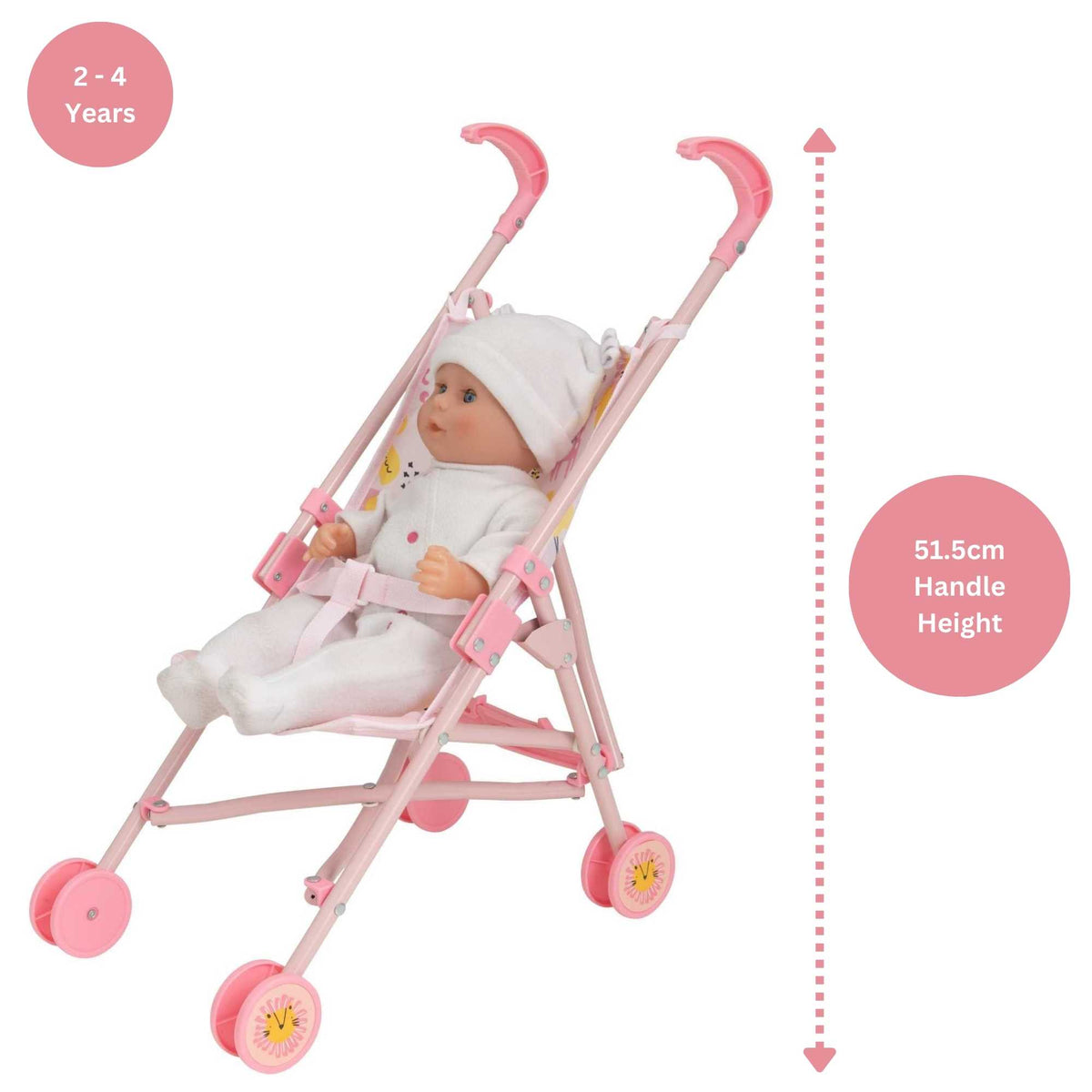 BabyBoo Single Dolls Stroller - Pink Jungle Print Dolls Buggy Pushchairs