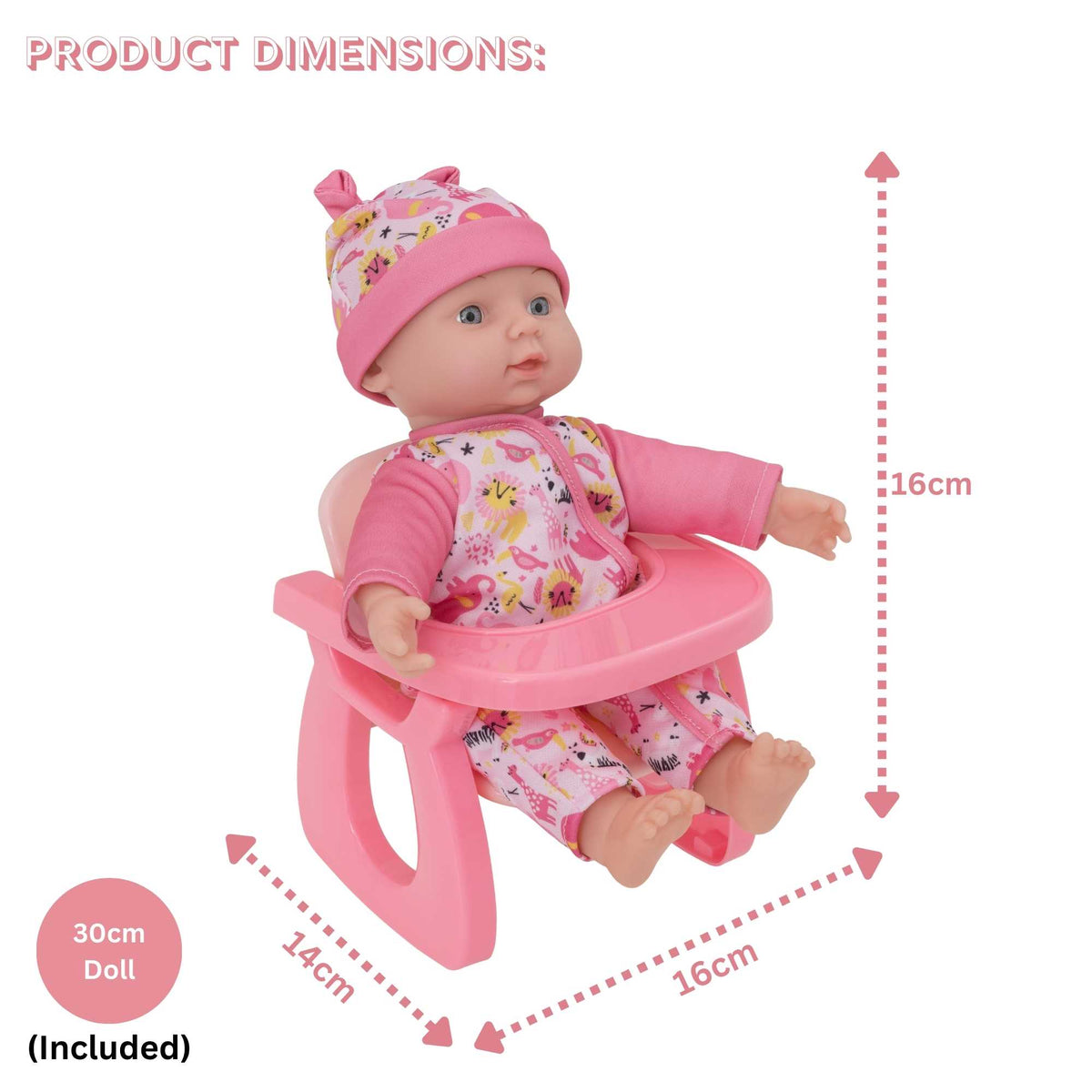 A versatile doll accessory that doubles as a chair, designed to enhance pretend play experiences and encourage nurturing instincts in children.