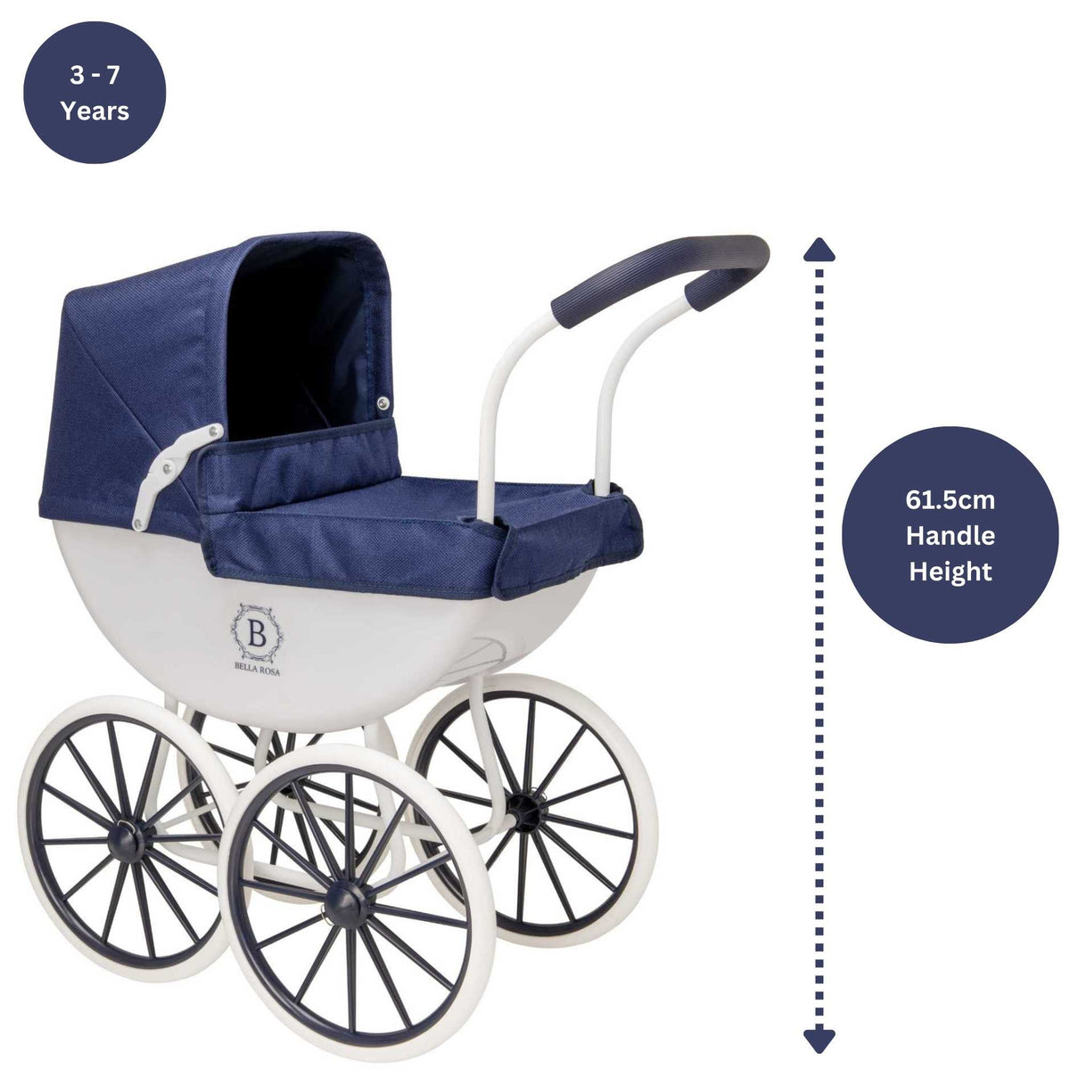 Bella Rosa My First Carriage Pram - Navy Doll &amp; Action Figure Accessories