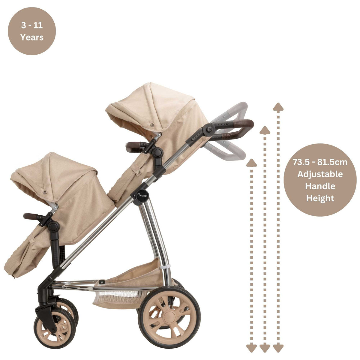 Celuna Premium Twin Dolls Travel System - versatile doll stroller with 9 play patterns, perfect for twins, stylish and durable design