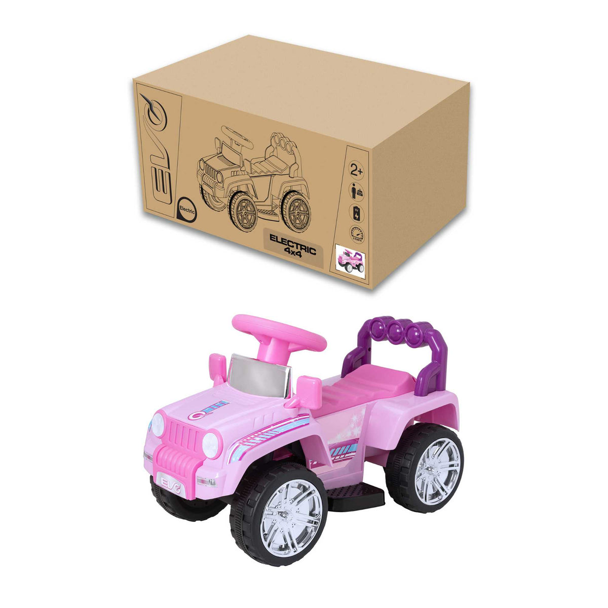 Evo 6V Kids Electric Ride On Pink Shimmer 4X4 Truck Electric Ride Ons