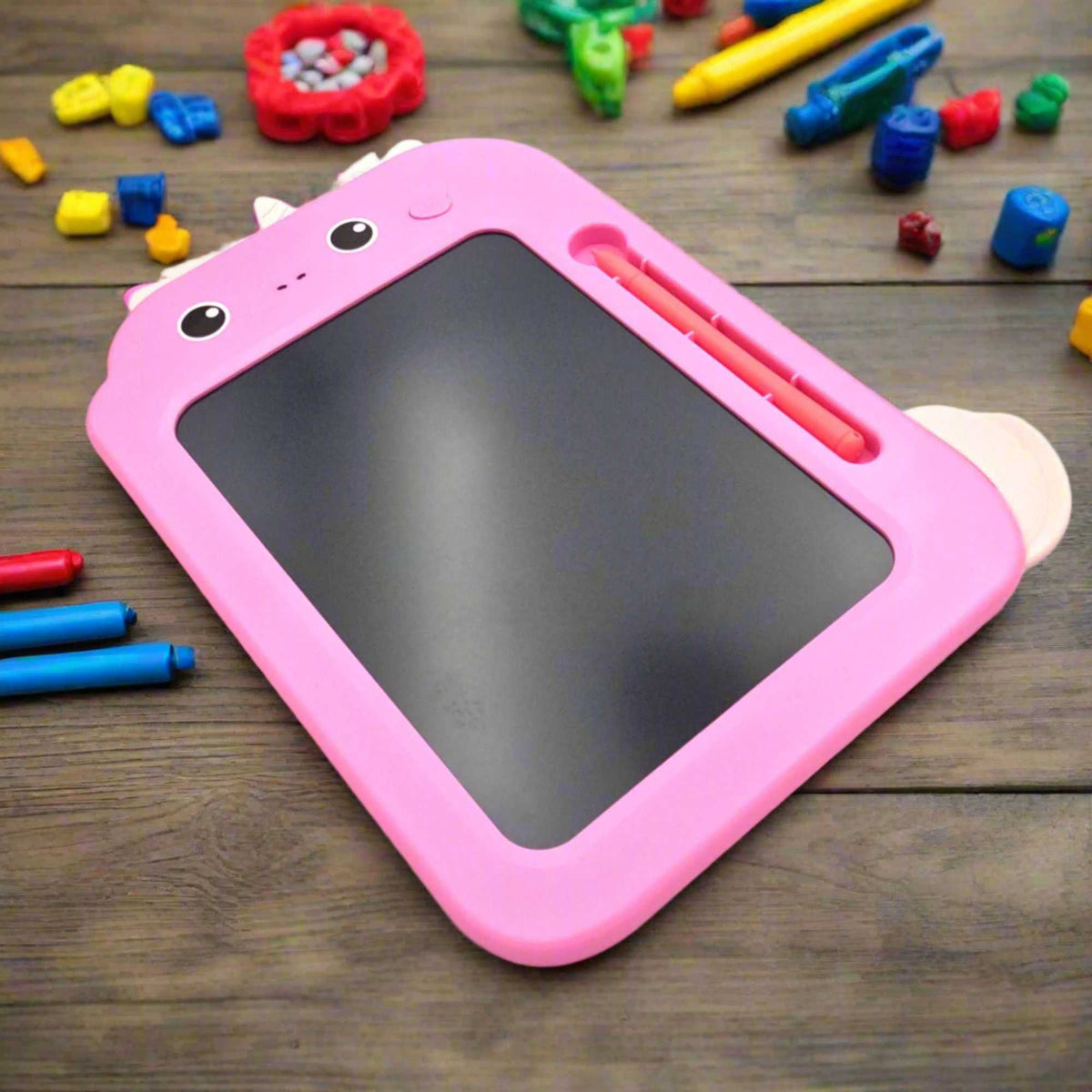 LCD writing tablet for kids featuring a colorful screen, 3D drawing capabilities, and a lightweight, kid-friendly design perfect for creative play and learning.