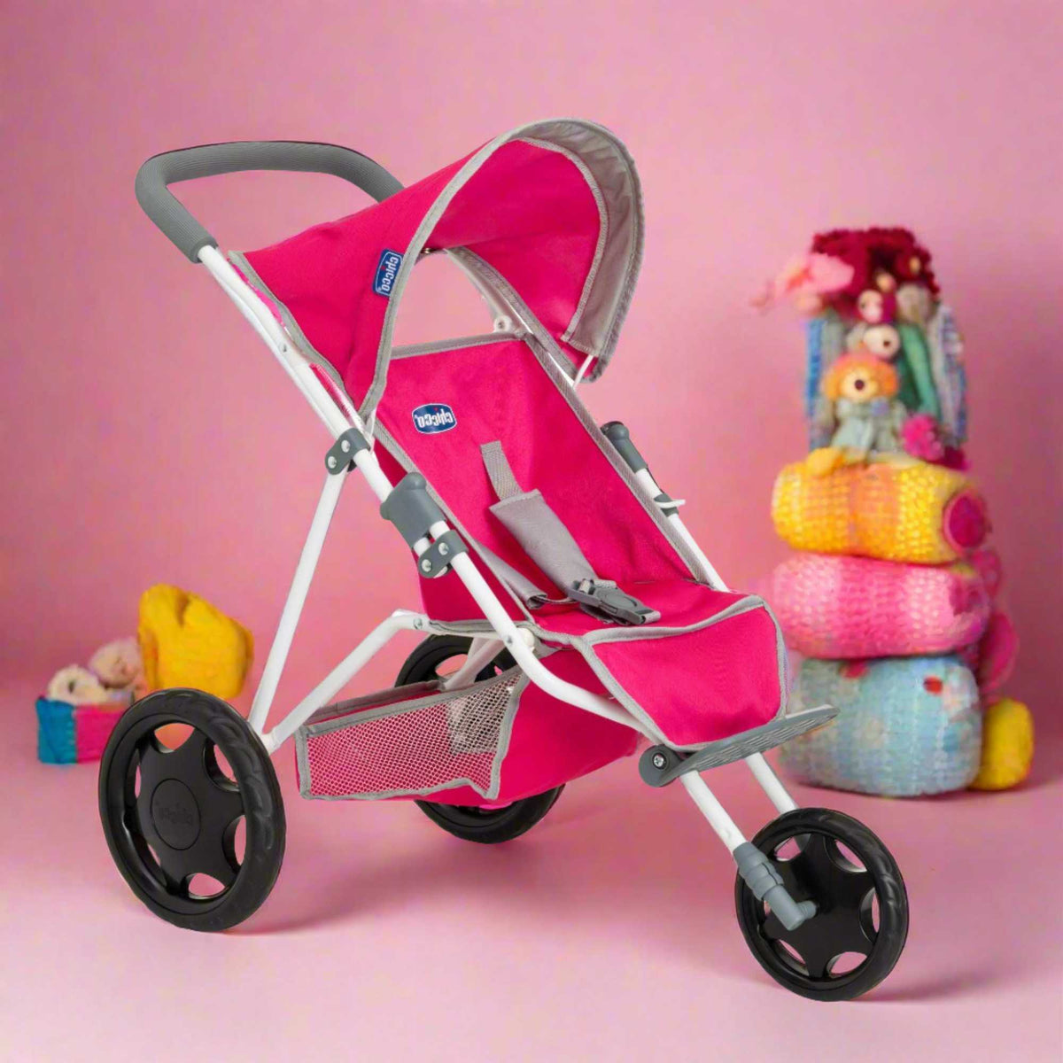 Chicco Pink 3 Wheeled Dolls Running Buggy Pushchairs