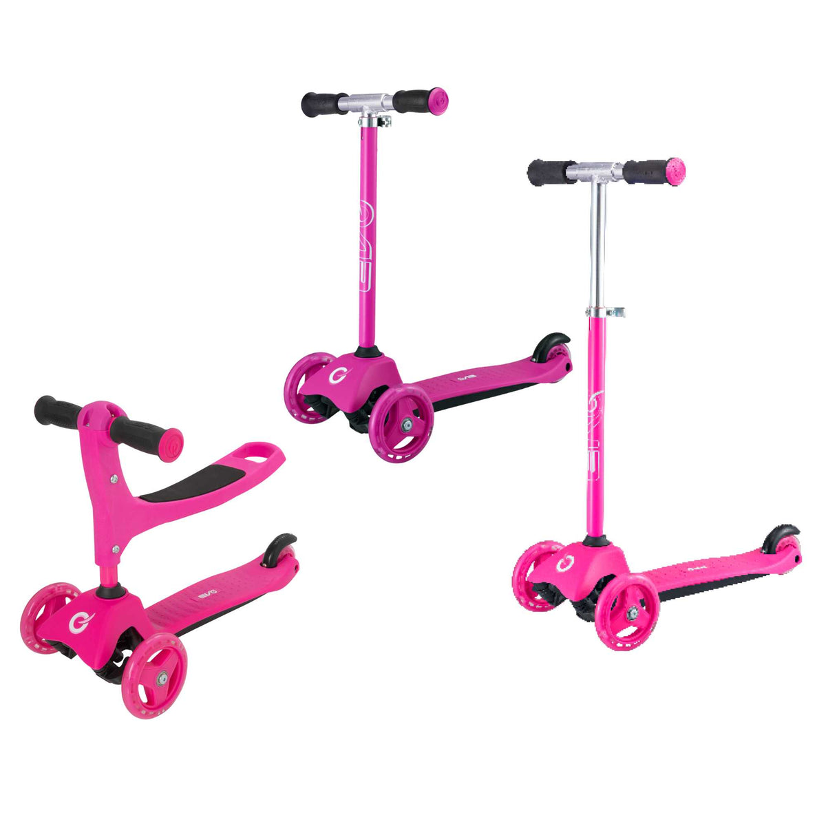 Evo 3 in 1 Cruiser Toddler Ride On &amp; Scooter - Pink