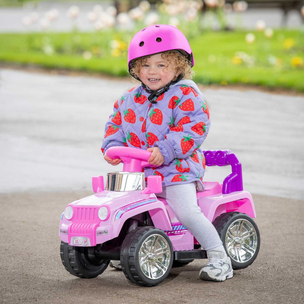 Evo 6V Kids Electric Ride On Pink Shimmer 4X4 Truck Electric Ride Ons